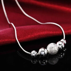 Sterling Silver Bead Snakechain Pendant Necklace